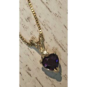 14k yellow gold heart pendant Clyde Duneier CID amethyst Feb birthstone diamond